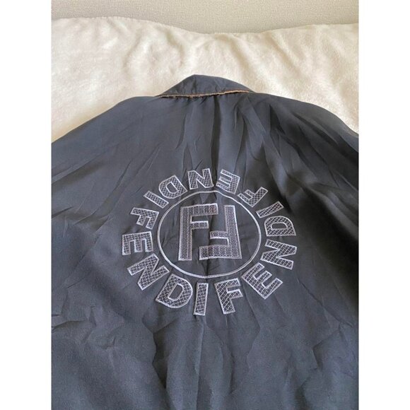 Authentic Fendi Vintage Zucca Monogram Reversible Jacket Trench Coat Brown - Picture 6 of 10